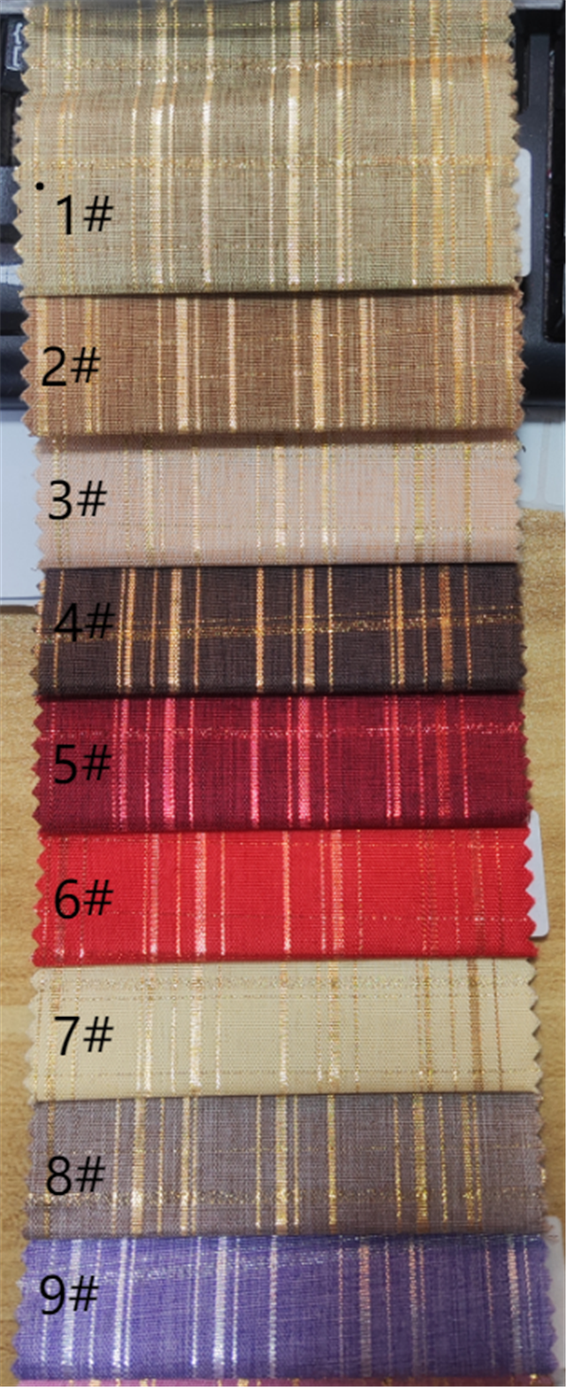 plain stripe plaid gold and silver thread imitation linen fabric