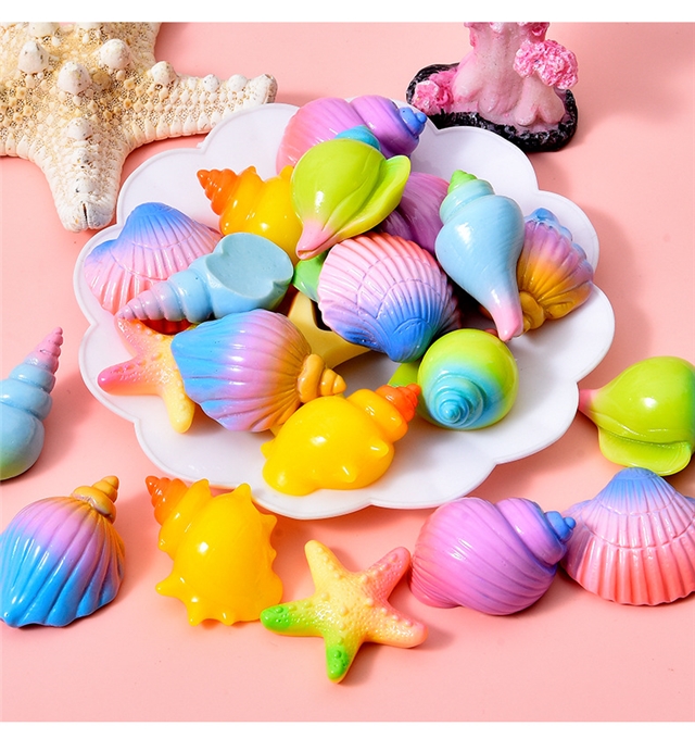 plastic/resin seven colors shell conch 3d resin accessories