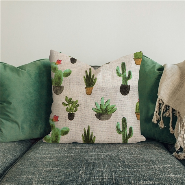 pineapple cactus printed cotton linen