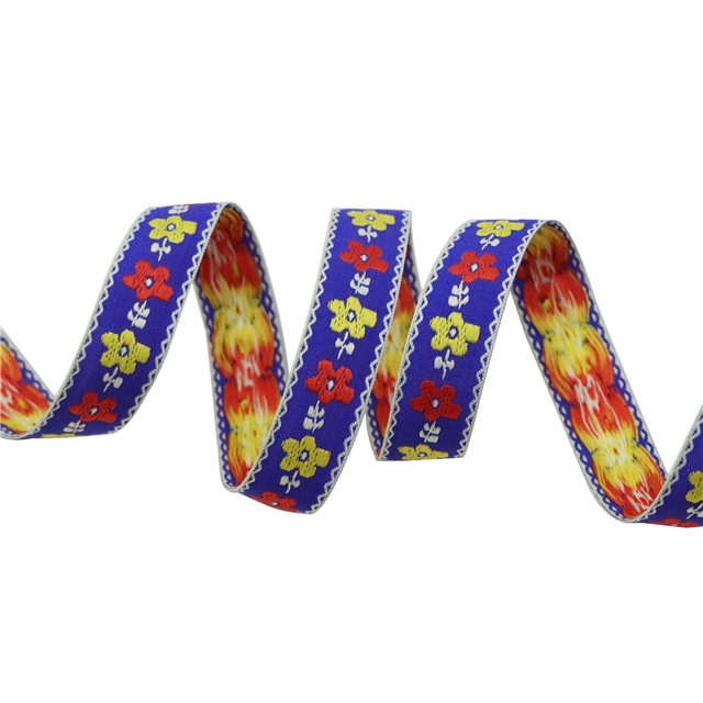 polyester ethnic style embroidered flowers jacquard woven tape 18#,1.8cm(0.72