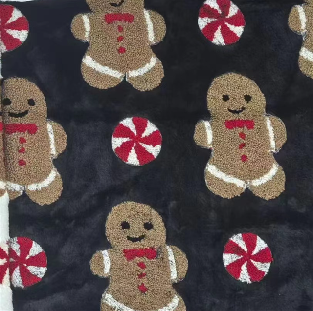 christmas candy gingerbread velvet fabric