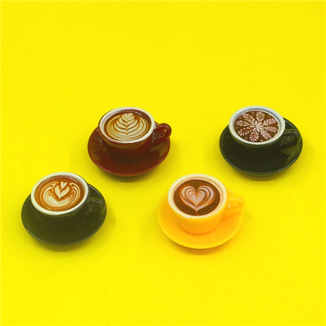 simulated coffee cup, miniature food and play utensils, 3d resin