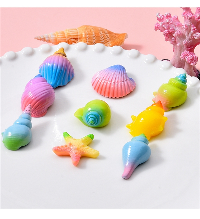 plastic/resin seven colors shell conch 3d resin accessories