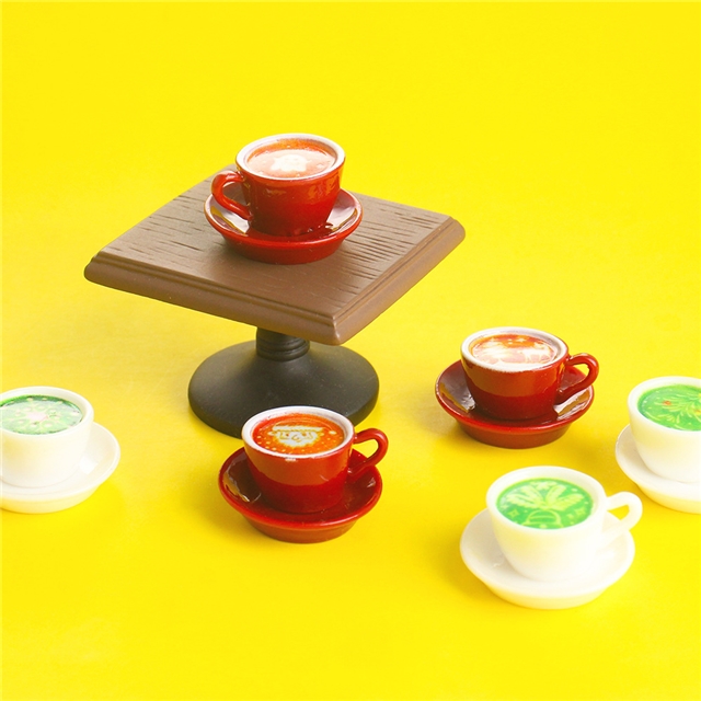 resin simulated coffee cup and plate 3d resin figurine