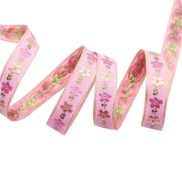 polyester ethnic style embroidered flowers jacquard woven tape 20#,1.8cm(0.72