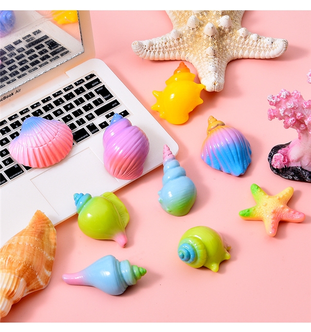 plastic/resin seven colors shell conch 3d resin accessories