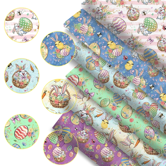 polyester cotton easter series polyester cotton fabric set (6 pcs/set)