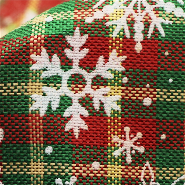 christmas red green checkered snowflake ink printing imitation linen