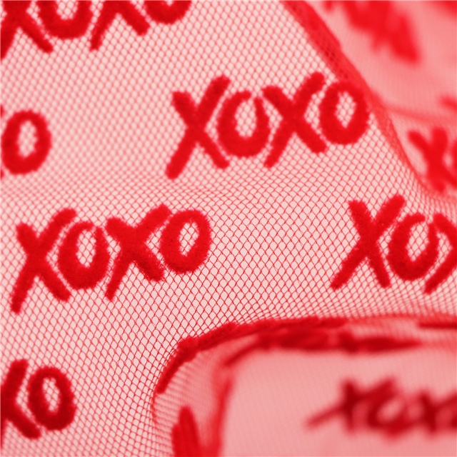 velvet letters mesh fabric