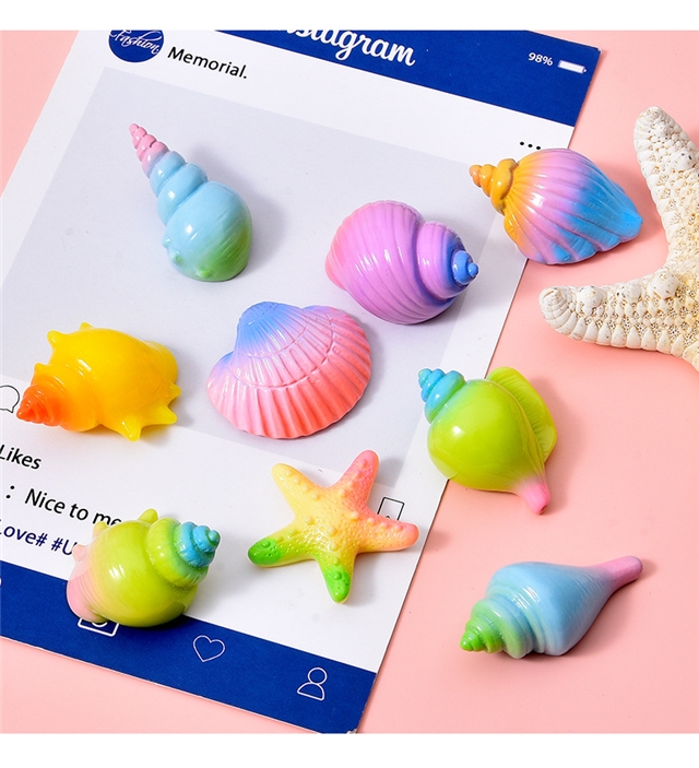 plastic/resin seven colors shell conch 3d resin accessories