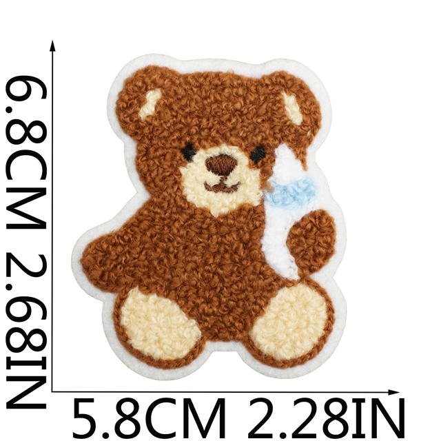 back with glue bear towel embroidery patch (back with glue)