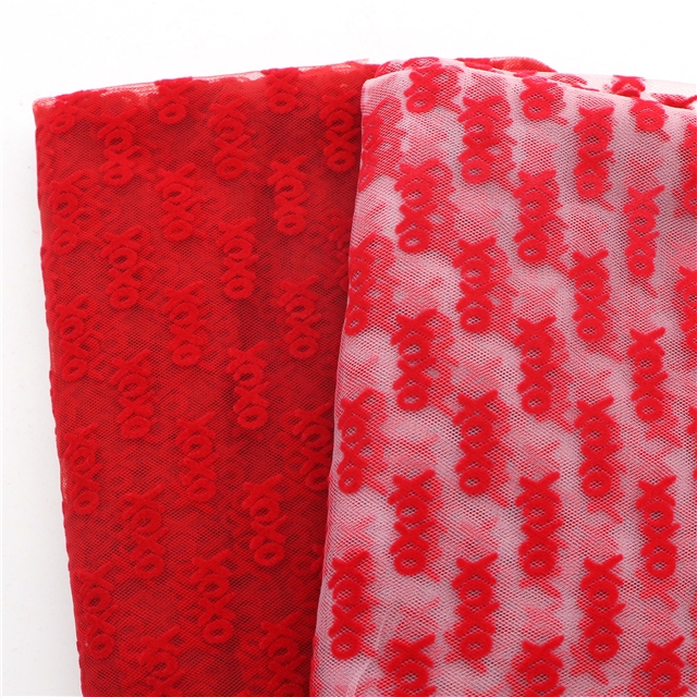 velvet letters mesh fabric