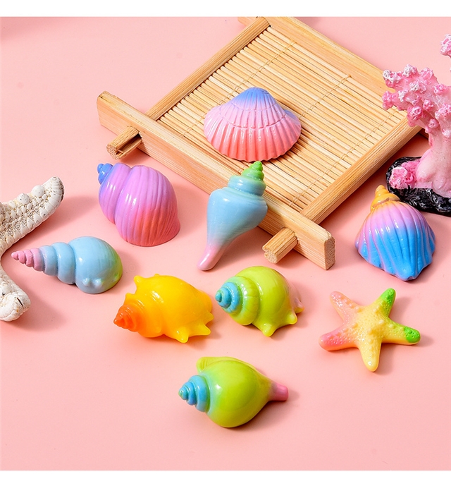 plastic/resin seven colors shell conch 3d resin accessories