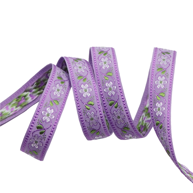 polyester ethnic style embroidered flowers jacquard woven tape 27#,1.8cm(0.72
