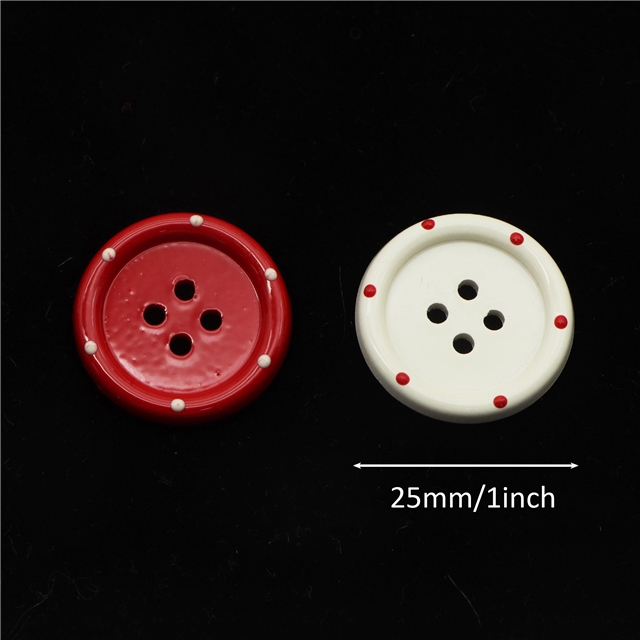 acrylic Polka dot red white circular button