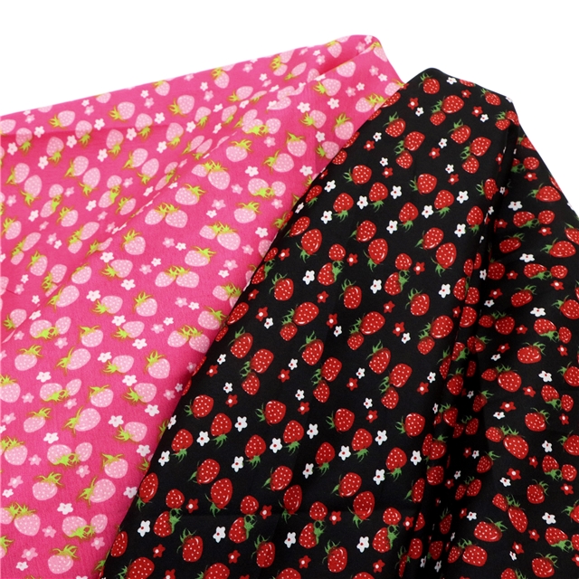 100％ polyester flowers strawberry 100％ polyester fabric