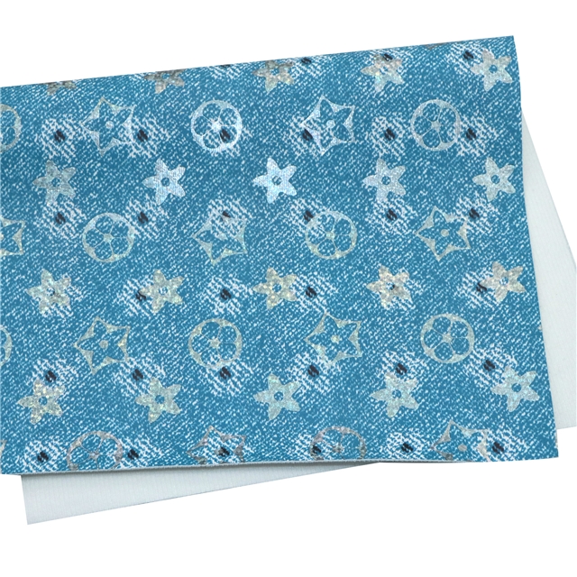 synthetic leather hot laser silver flower faux leather 