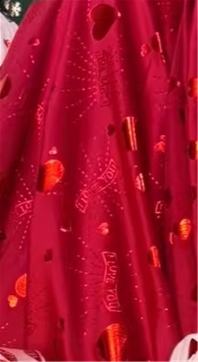 red hot stamping heart letters short plush fabric