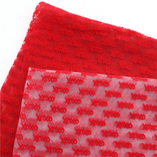 velvet letters mesh fabric