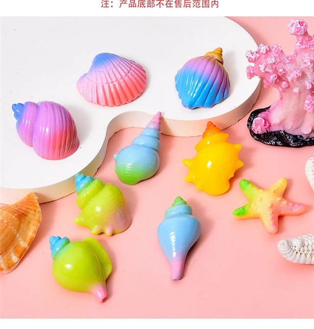 plastic/resin seven colors shell conch 3d resin accessories