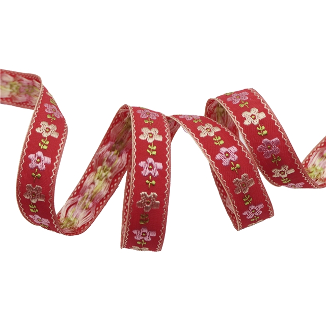 polyester ethnic style embroidered flowers jacquard woven tape 24#,1.8cm(0.72