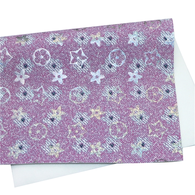 synthetic leather hot laser silver flower faux leather 