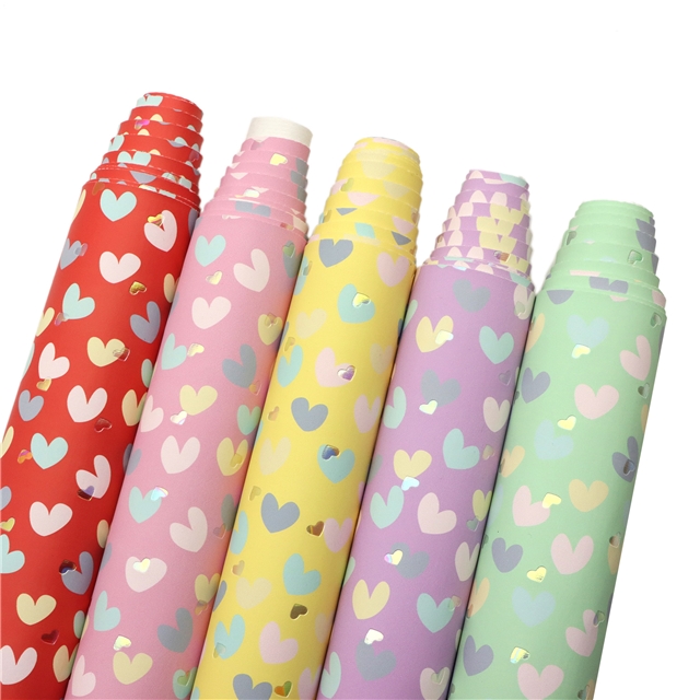 synthetic leather bump texture colourful gold hot stamping heart faux leather 