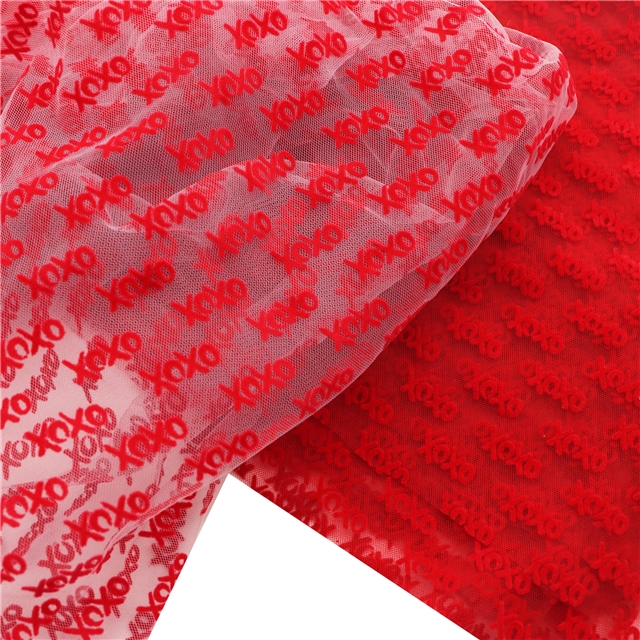 velvet letters mesh fabric
