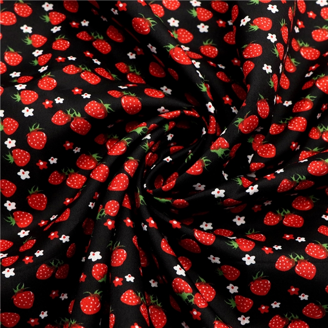 100％ polyester flowers strawberry 100％ polyester fabric