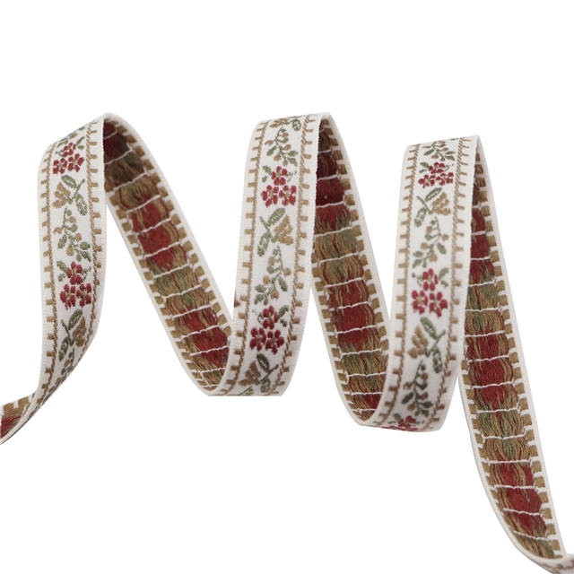polyester ethnic style embroidered flowers jacquard woven tape 7#,1.8cm(0.72