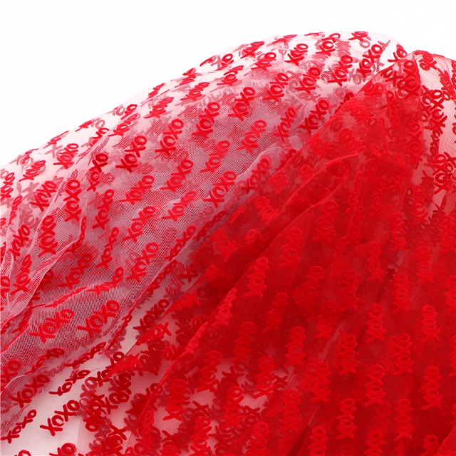 velvet letters mesh fabric