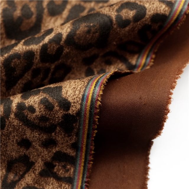 2 ways leopard knit velvet fabric