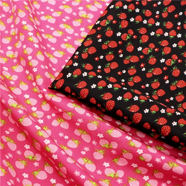 100％ polyester flowers strawberry 100％ polyester fabric