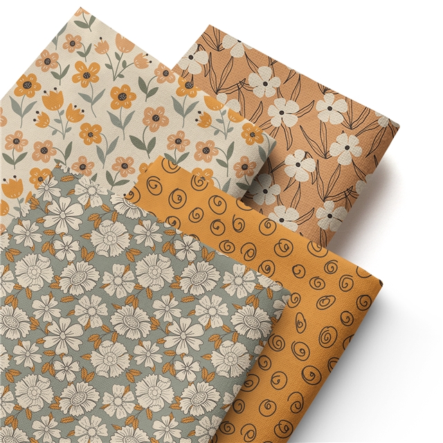 polyester cotton flower series polyester cotton fabric set (4 pcs/set)