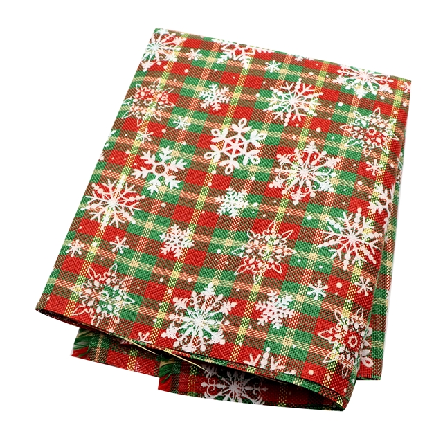 christmas red green checkered snowflake ink printing imitation linen