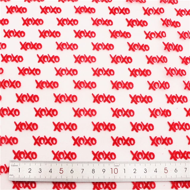 velvet letters mesh fabric
