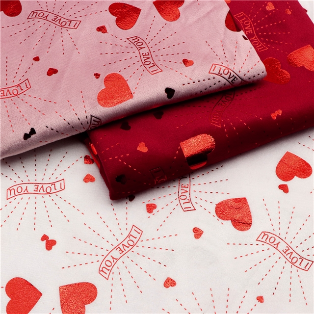 red hot stamping heart letters short plush fabric
