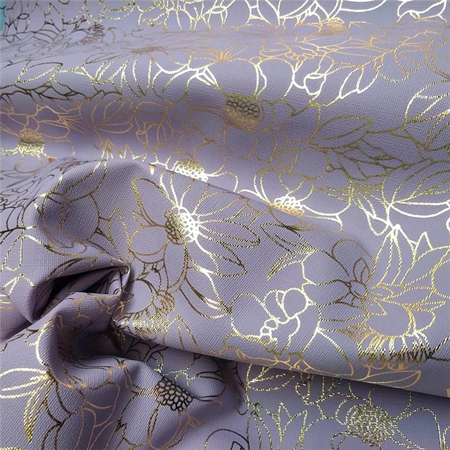 synthetic leather hot stamping flower faux leather
