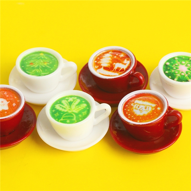 resin simulated coffee cup and plate 3d resin figurine