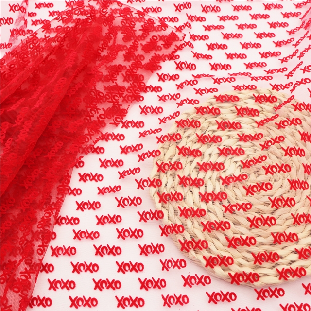 velvet letters mesh fabric