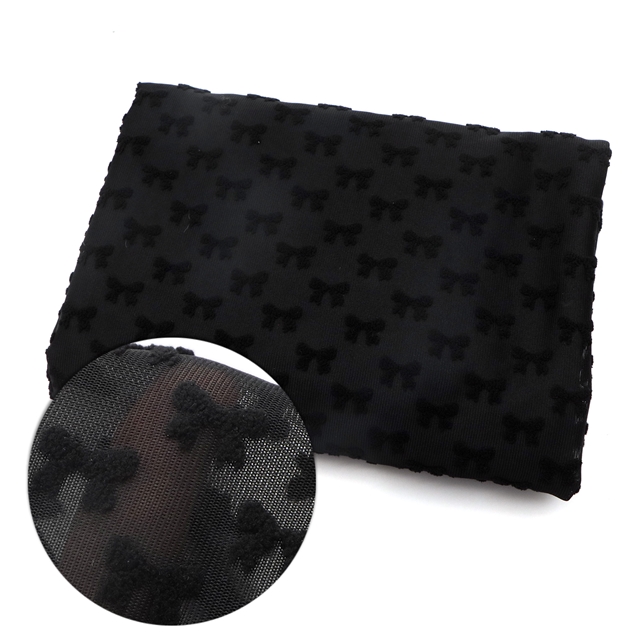 3d plush bowknot plain jacquard fabric