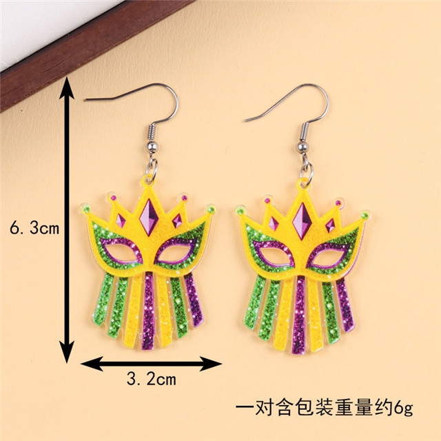 acrylic mardi gras series acrylic earrings