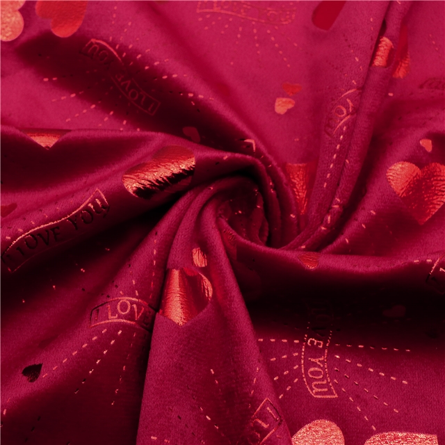 red hot stamping heart letters short plush fabric red,50*150cm(19.7*59.1