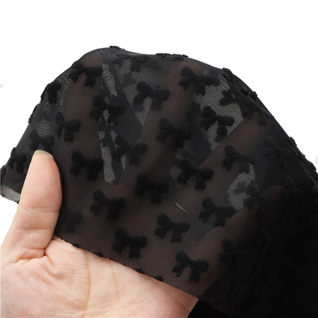 3d plush bowknot plain jacquard fabric