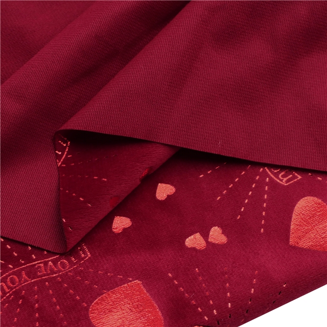 red hot stamping heart letters short plush fabric