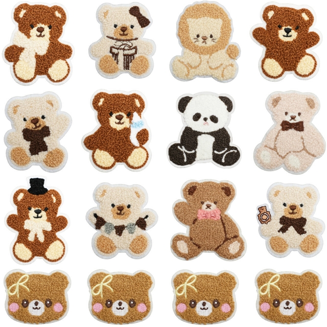 back with glue bear towel embroidery patch (back with glue)