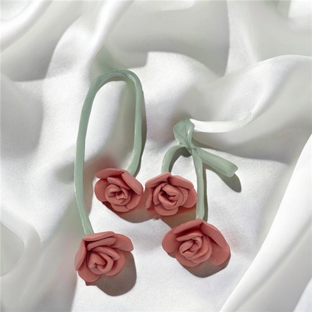 fabric fabric double ended flower bud three-dimensional rose jewelry accessories