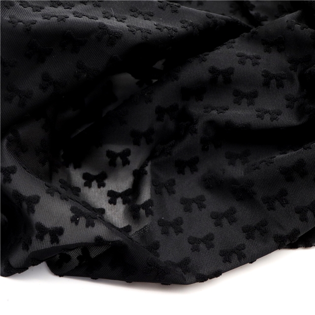 3d plush bowknot plain jacquard fabric