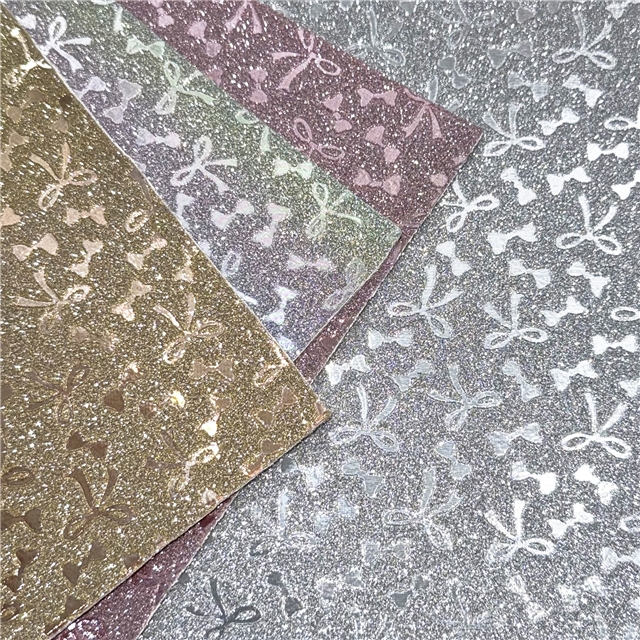 synthetic leather glitter bow faux leather