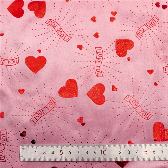 red hot stamping heart letters short plush fabric